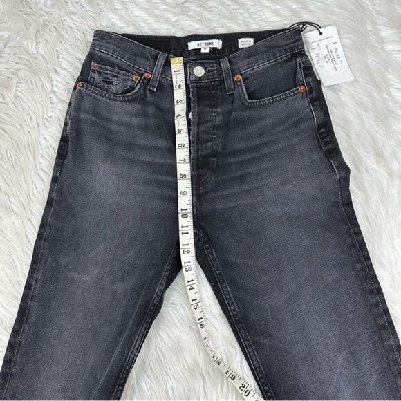 Re/Done Women's NWT Black 90's High Rise Ankle Crop Stretch Denim Jeans W26/L27 - Picture 9 of 11